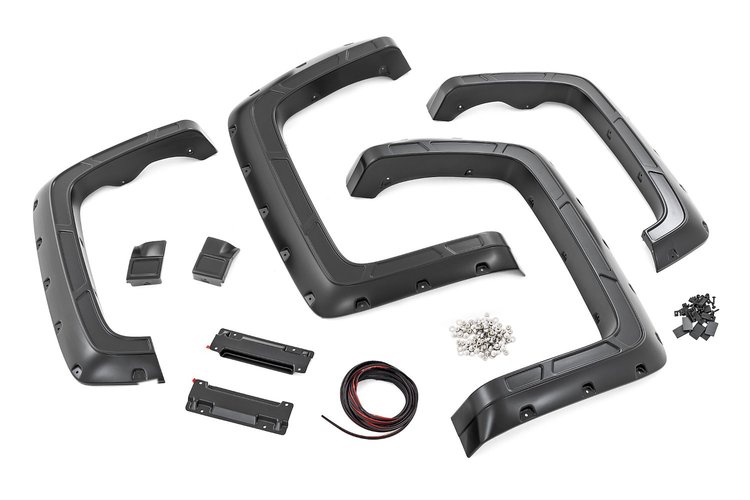 A-C11412-GAZ Pocket Fender Flares; Defender; Summit White; 6-8 ft. Bed;