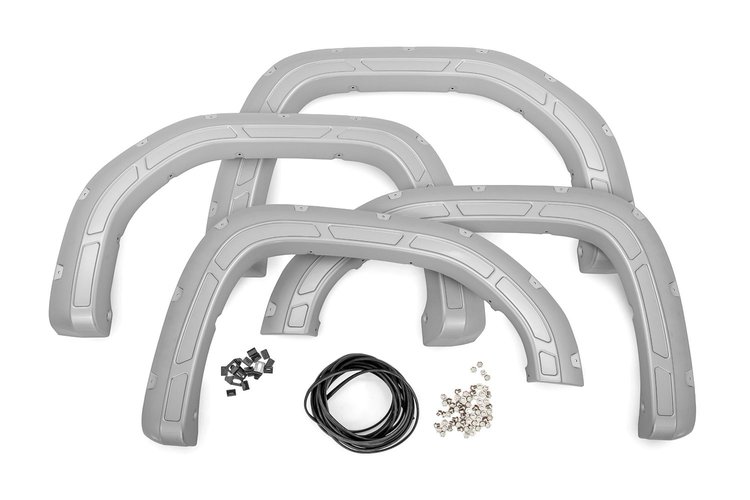 A-G11950-GAN Defender Pocket Fender Flares , Silver, Fits Select GMC Sierra 1500