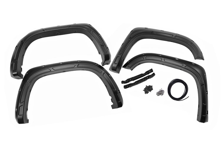 A-T11411-218 Pocket Fender Flares; Defender; Midnight Black Metallic;