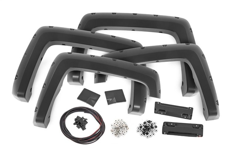 F-C11412B Pocket Fender Flares; 6 ft 7 in. And 8 ft. Bed; Flat Black;