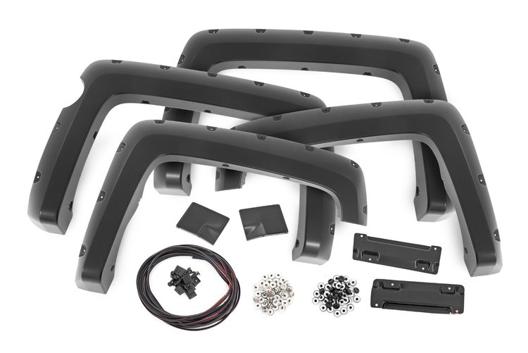 F-C11413A Pocket Fender Flares; Flat Black; 2 in. Tire Coverage; 6.5 in. Flare Height;
