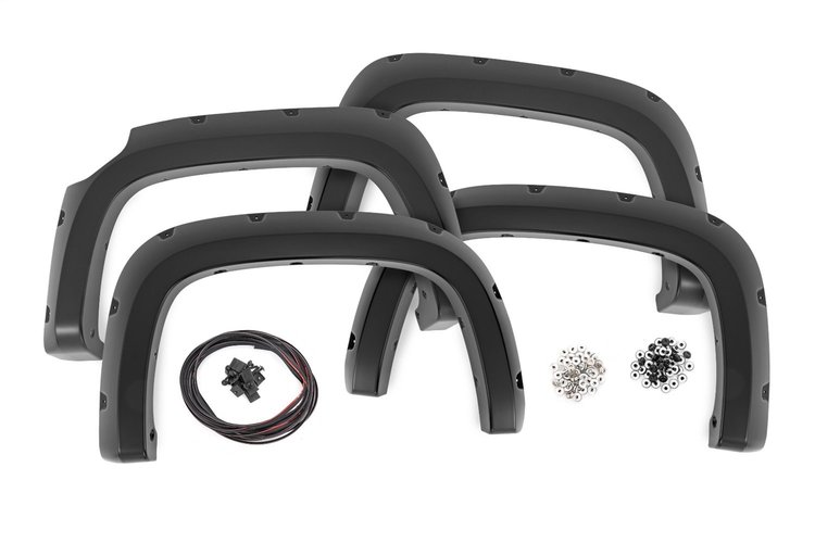 F-C11511A Pocket Fender Flares; Flat Black; 2 in. Tire Coverage; 5.5 in. Flare Height;