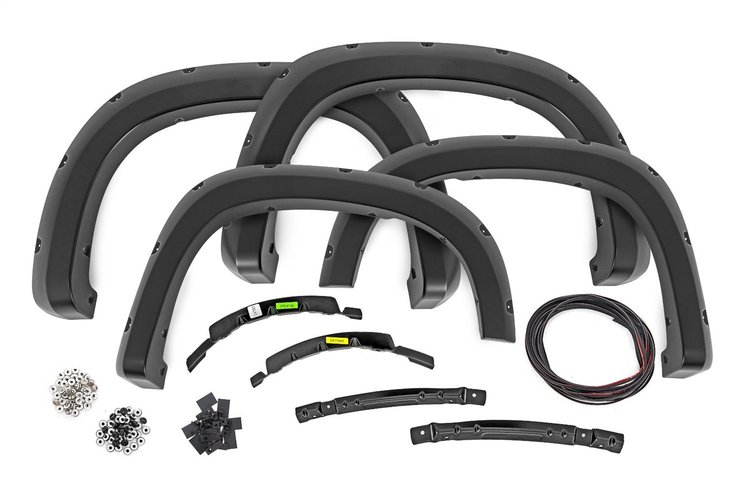 F-C12211 Pocket Fender Flares; Flat Black; 2 in. Tire Coverage; 5 in. Flare Height;