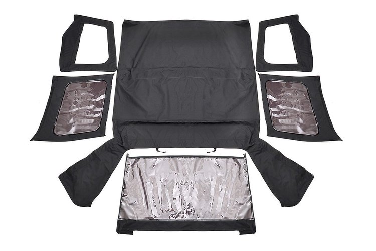 RC84050.35 Jeep Wrangler YJ Replacement Soft Top, Black (87-95 - Half Steel Doors)