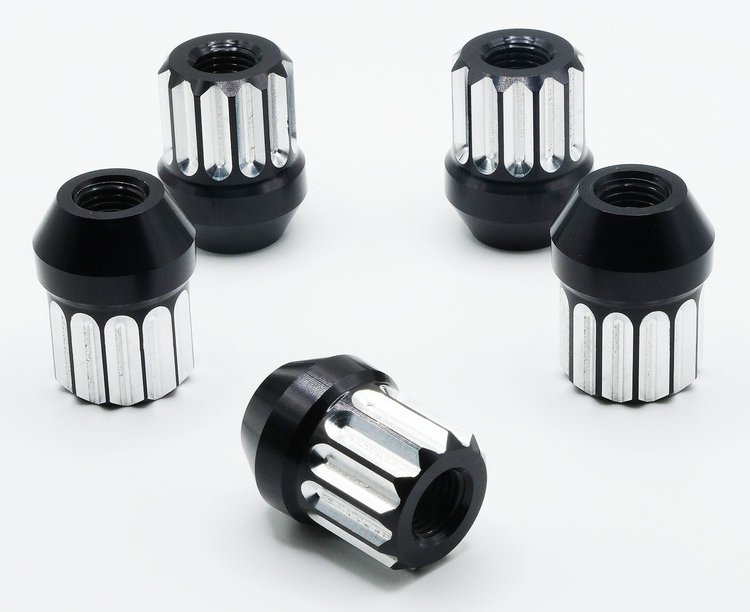 LN-01ABM Billet Aluminum Lug Nut Set, 12-Point, 7/16 in.-20 Thread, Conical Seat - 60-Degree [Black Machined]