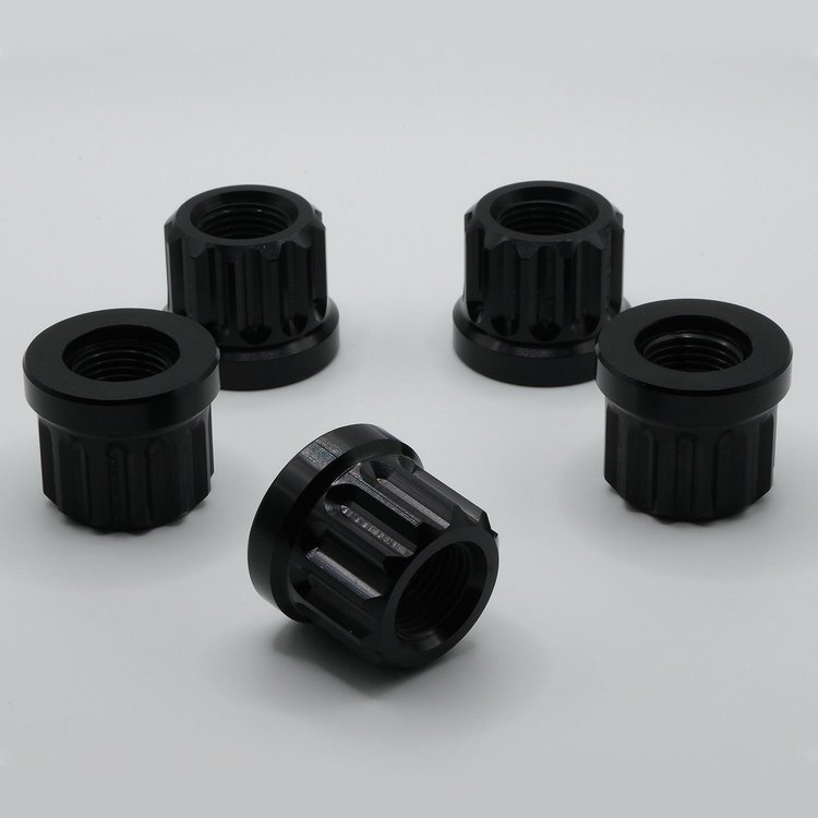 LN-21B Billet Aluminum Lug Nut Set, 12-Point, 5/8 in.-18, Flange/Flat Seat [Black]