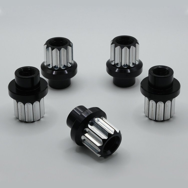 LN-314SBM Billet Aluminum Lug Nut Set, 12-Point, 12 mm x 1.5, Shank Seat [Black Machined]