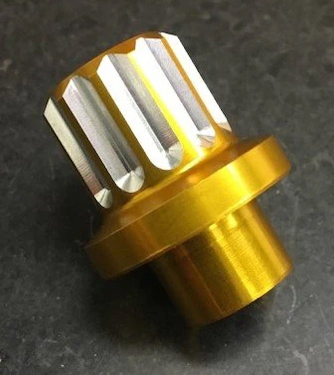 LN-417SGM Billet Aluminum Lug Nut Set, 12-Point, 14 mm x 1.5, Shank Seat [Gold Machined]