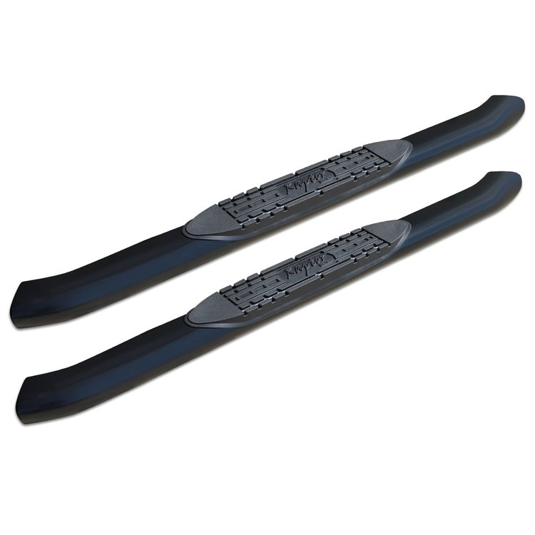 1502-0380B 4 in OE Style Curved Oval Steps, Black Alloy Steel, 02-09 Dodge Ram 1500/2500/3500