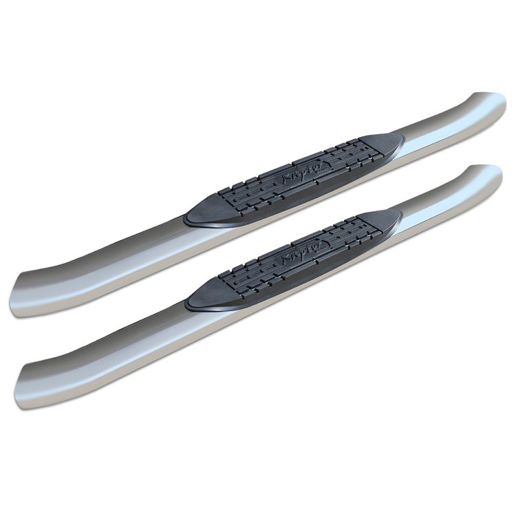 1502-0515M 4 in OE Style Curved Oval Steps, Polished Steel, Fits Select Dodge/Ram 1500/2500/3500 Regular Cab