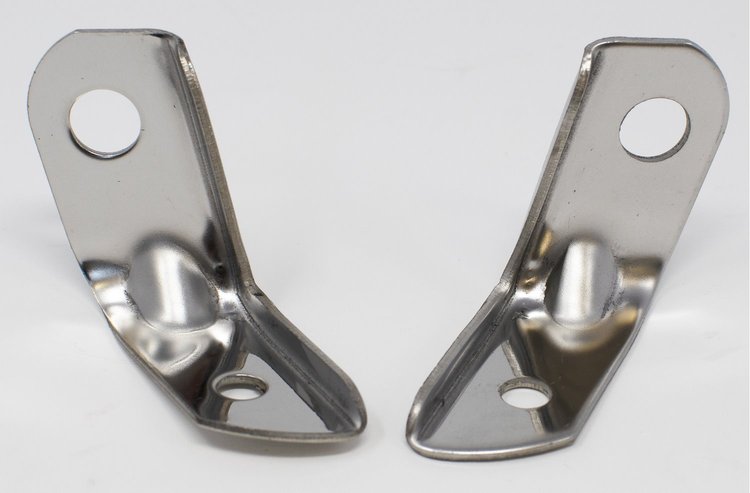 SB-01BS Stainless Grille Tie Bar/Hood Adjuster Bracket, 1956 Chevy, Pair