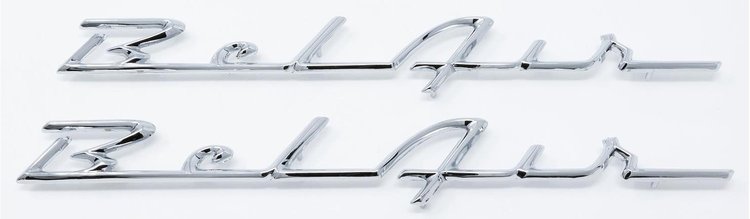 SB-19C Quarter Panel Scripts, 1955-1956 Bel Air, Chrome w/Clips, Pair