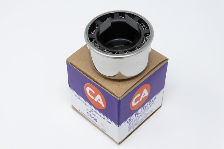 SB-55SS V8 Oil Breather Cap, 1955 Chevy, Stainless Steel, Polished