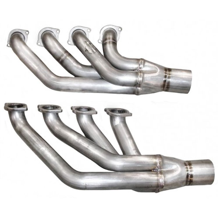 Big Block Ford Down and Forward Turbo Headers. Header flanges are made with 3/8 thick 304 SS and tub