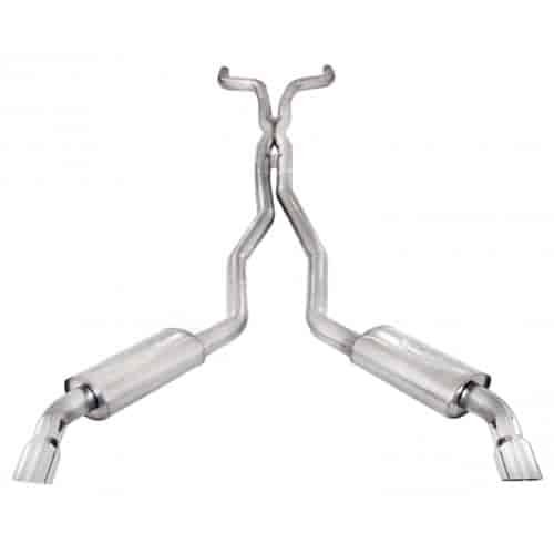 2010+ Camaro 3.6L V6 304 SS CNC mandrel bent 2.5 dual exhaust system with x-pipe dual chambered turb