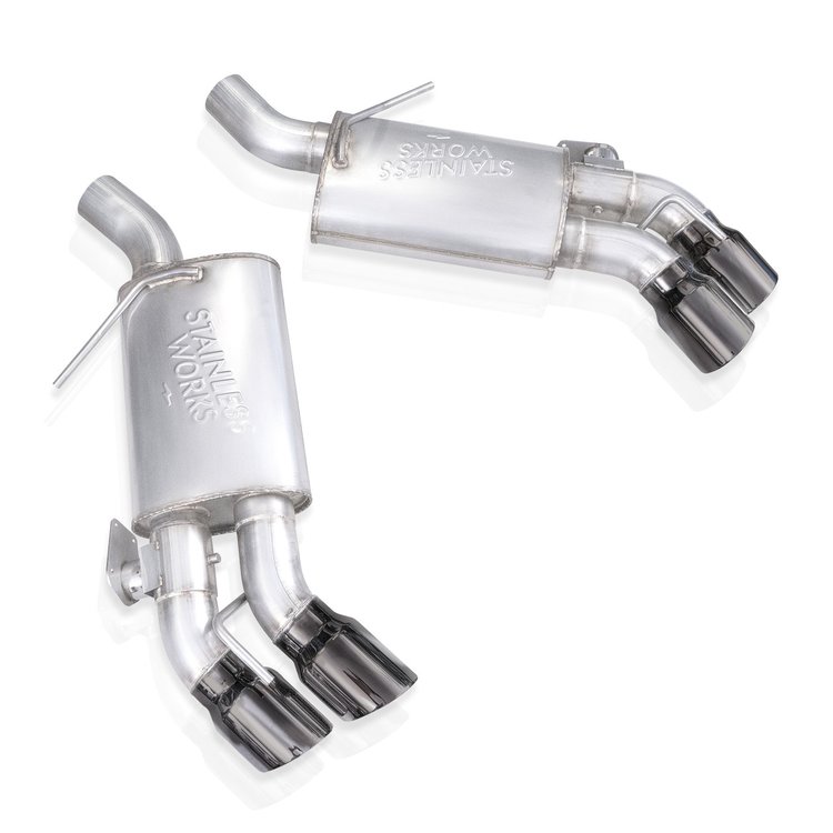 Redline Axle-Back Exhaust System for 2016-2024 Chevy Camaro SS 6.2L [304 Stainless, Black Chrome Quad Tips]