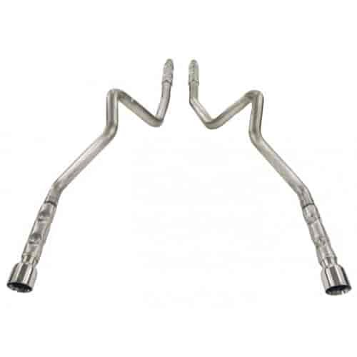 2011+ Mustang 3.7L V6 2.5 304 SS Dual Exhaust with X-pipe retro chambered mufflers and mirror polish