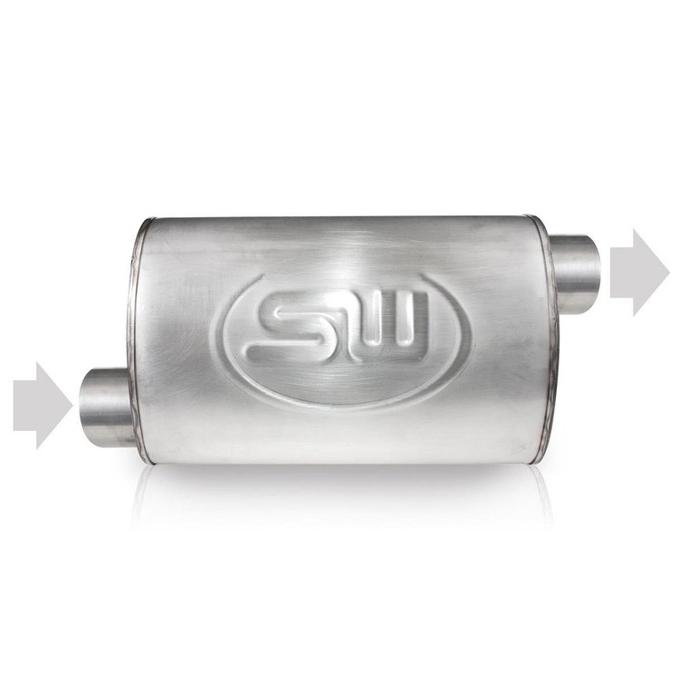 TM4C2O2OPS Exhaust Muffler, Universal, Turbo Chambered Muffler 2" Offset/Offset Opposite Side