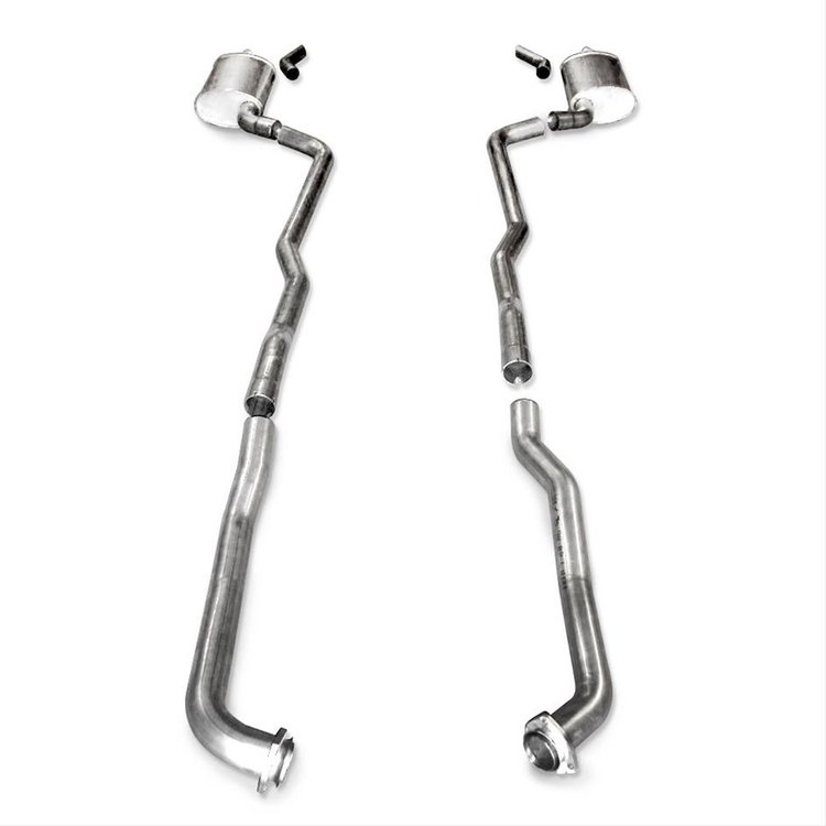 V6813100S Exhaust System Kit, 1968-1972 Chevy Corvette 5.3L & 5.7L, SBC Catback Dual Long Chambered Mufflers Factory Connect