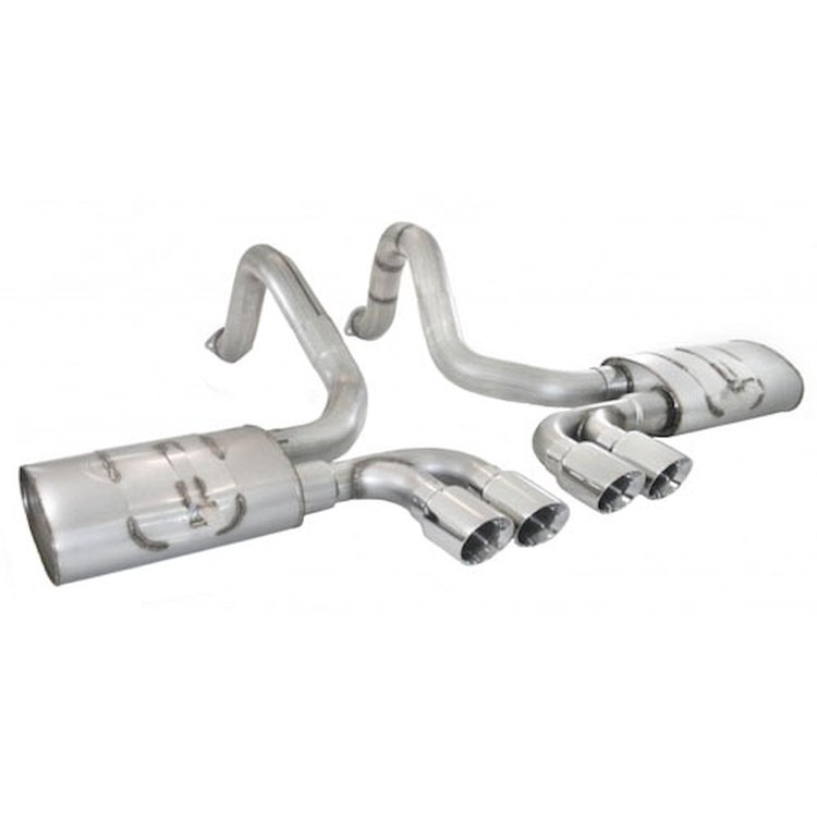VC53CBQUAD Exhaust Muffler Kit, 1997-2004 Chevy Corvette C5 LS1, Axleback Dual Turbo Chambered Mufflers Factory Connect