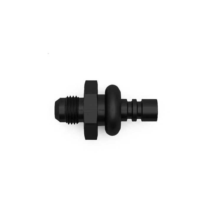 6020105B 6AN Male Flare to 3/8 Inch Ford Male EFI Quick Connect Adapter Anodized Matte Black