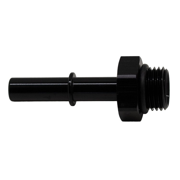 6020114B 6AN ORB Male to 5/16 Inch Male EFI Quick Connect Adapter (Incl O-Ring) Anodized Matte Black