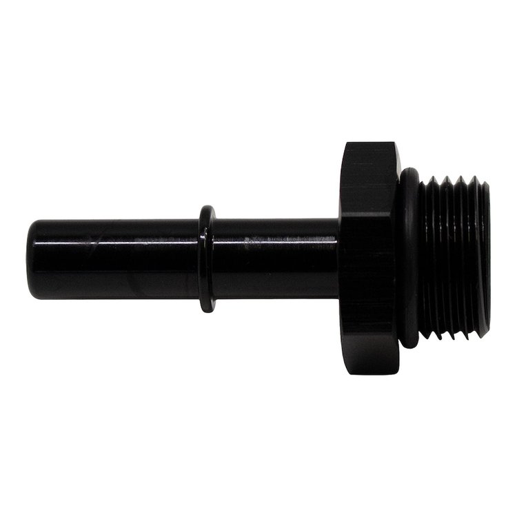 6020115B 8AN ORB Male to 3/8 Inch Male EFI Quick Connect Adapter (Incl O-Ring) Anodized Matte Black