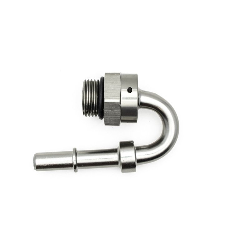 6020116 8AN ORB Male to 3/8 Inch Male EFI Quick Connect Adapter 180-Degree (Incl O-Ring) Anodized DW Titanium