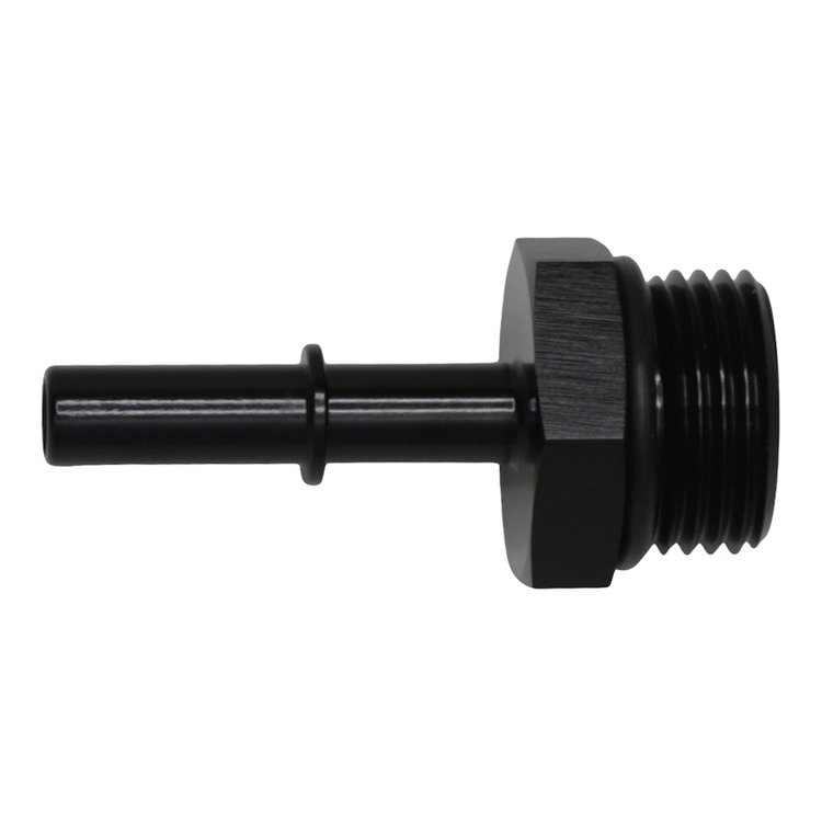 6020124B 10AN ORB Male to 5/16 Inch Male EFI Quick Connect Adapter (Incl O-Ring) Anodized Matte Black