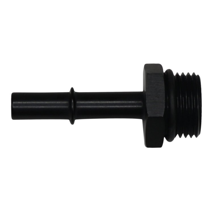 6020125B 10AN ORB Male to 3/8 Inch Male EFI Quick Connect Adapter (Incl O-Ring) Anodized Matte Black