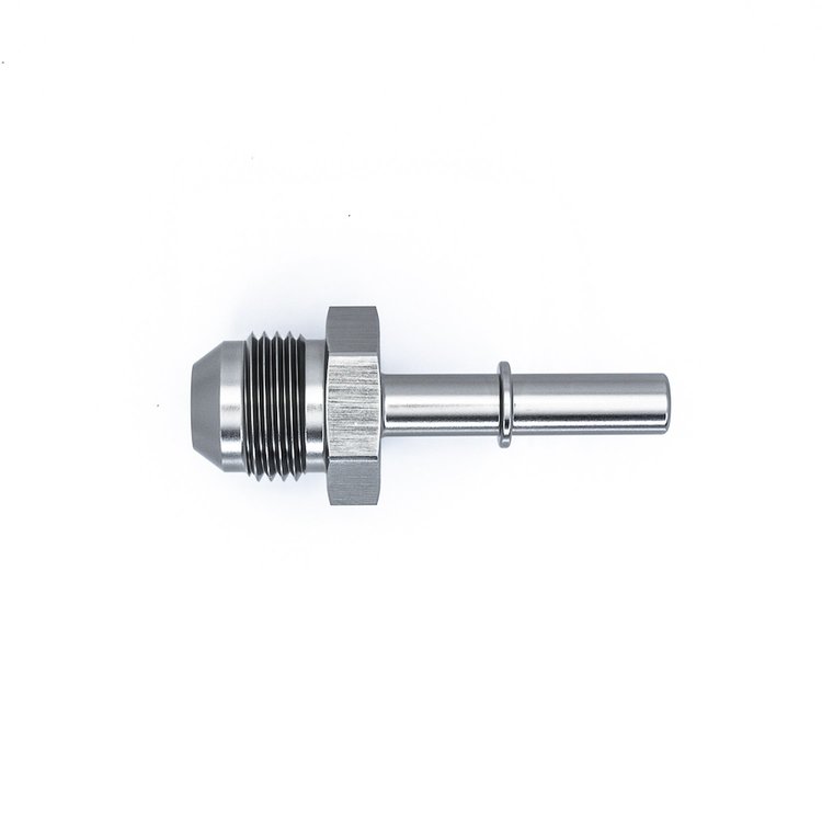 6020138 8AN Male Flare to 5/16 Inch Male EFI Quick Connect Adapter Anodized DW Titanium