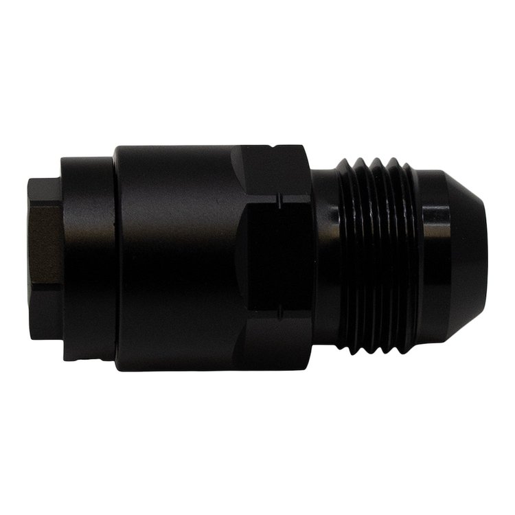 6020143B 8AN Male Flare to 5/16 Inch Female EFI Quick Connect Adapter Anodized Matte Black