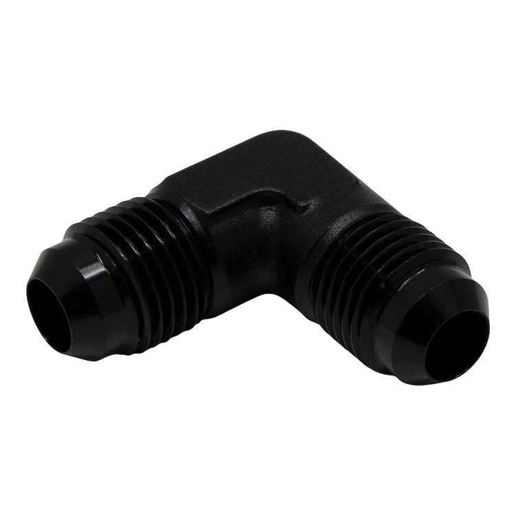 6020207B 6AN Male Flare to 6AN Male Flare 90-Degree Fitting Anodized Matte Black