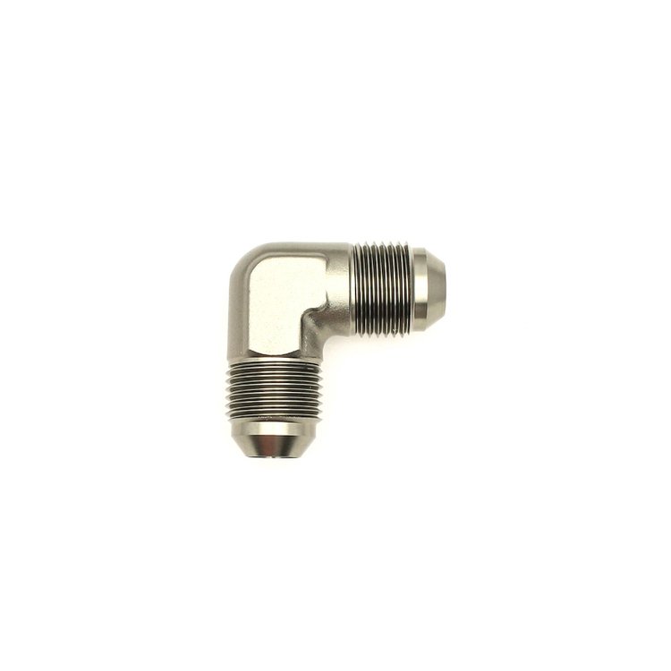 6020208 8AN Male Flare to 8AN Male Flare 90-Degree Fitting Anodized DW Titanium