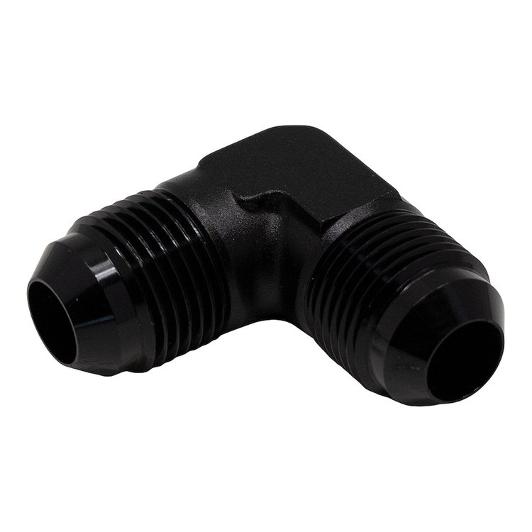 6020208B 8AN Male Flare to 8AN Male Flare 90-Degree Fitting Anodized Matte Black