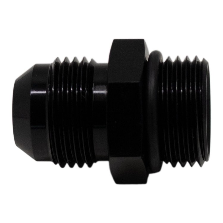 6020403B 10AN ORB Male to 10 AN Male Flare Adapter (Incl O-Ring) Anodized Matte Black