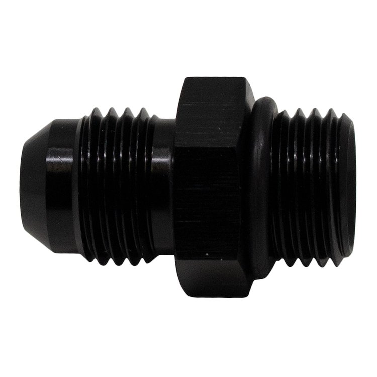 6020404B 6AN ORB Male to 6AN Male Flare Adapter (Incl O-Ring) Anodized Matte Black