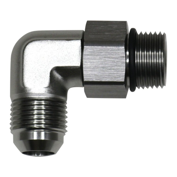 6020412 10AN ORB Male Swivel to 10AN Male Flare 90-Degree Fitting Anodized Titanium