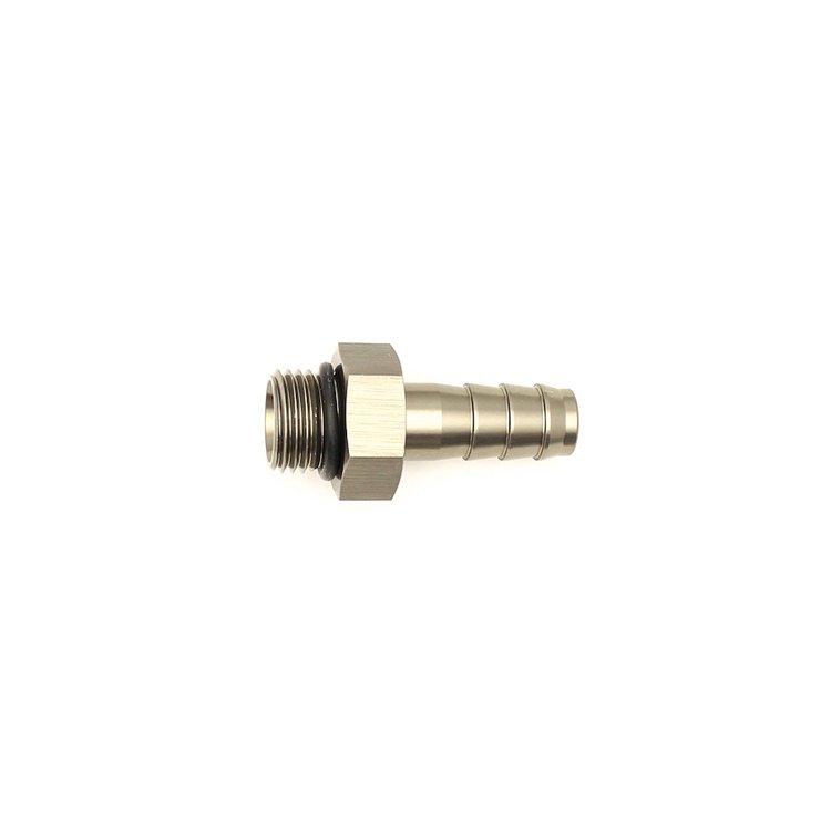 6020501 6AN ORB Male to 3/8 Inch Male Triple Barb Fitting (Incl O-Ring) Anodized DW Titanium