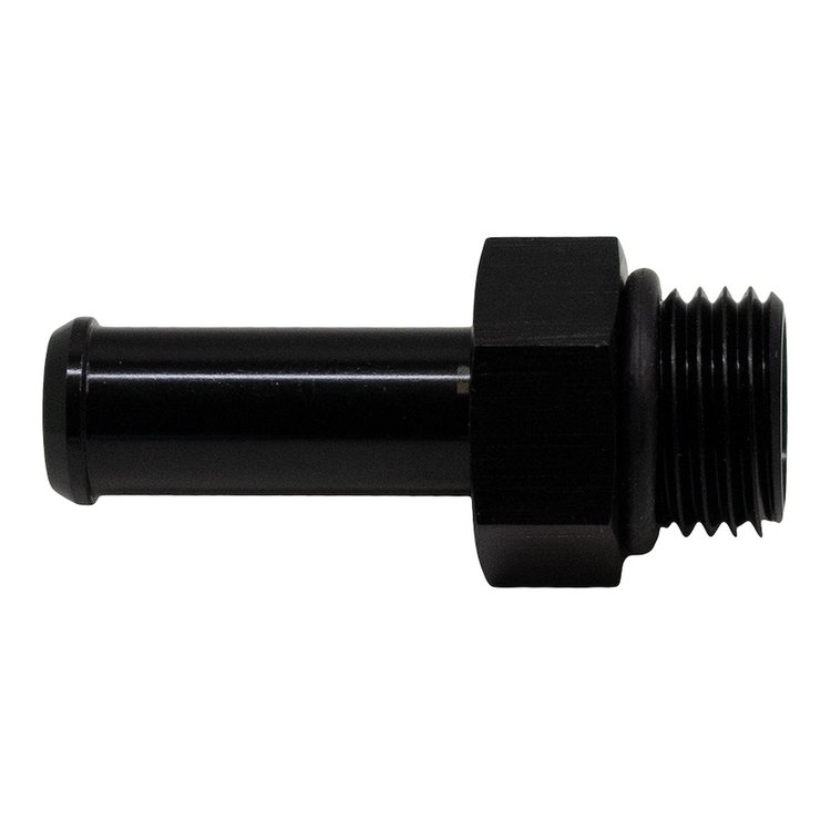 6020504B 6AN ORB Male to 3/8 Inch Male Barb Fitting (Incl O-Ring) Anodized Matte Black