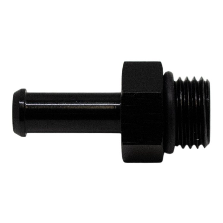 6020505B 6AN ORB Male to 5/16 Inch Male Barb Fitting (Incl O-Ring) Anodized Matte Black