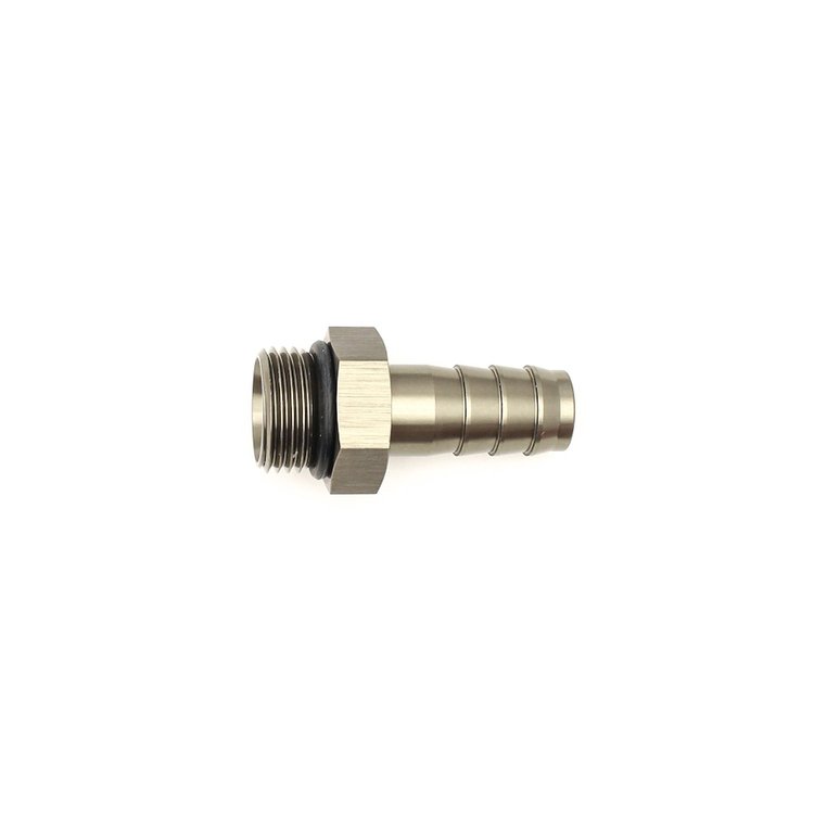 6020506 8AN ORB Male to 1/2 Inch Male Triple Barb Fitting (Incl O-Ring) Anodized DW Titanium