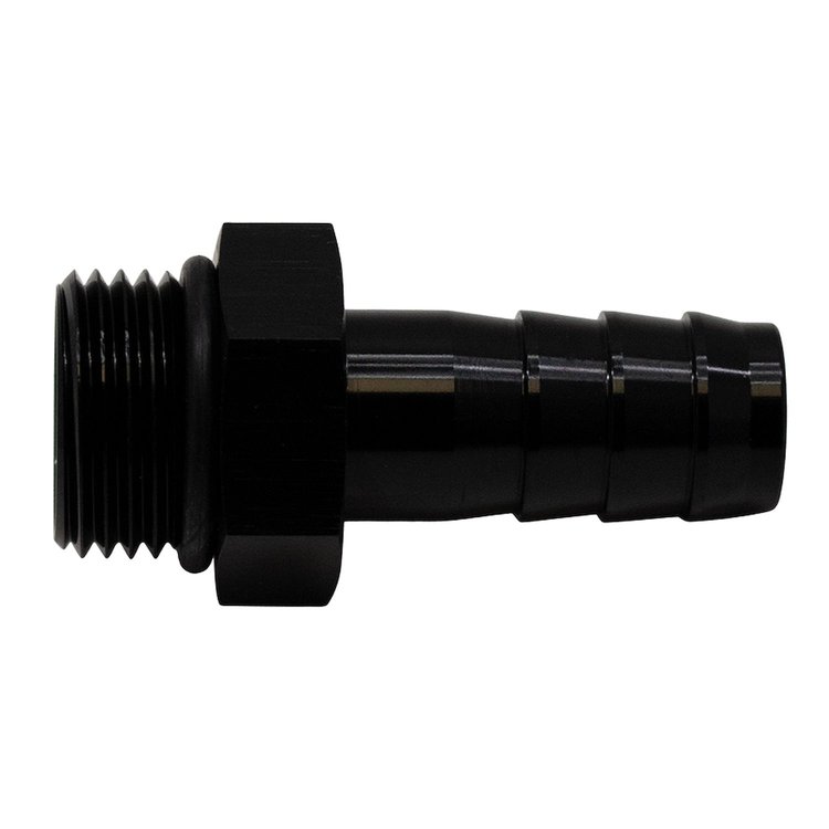6020506B 8AN ORB Male to 1/2 Inch Male Triple Barb Fitting (Incl O-Ring) Anodized Matte Black