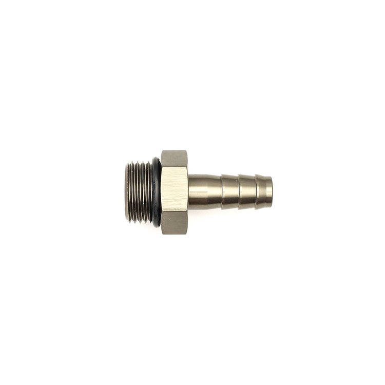 6020507 8AN ORB Male to 3/8 Inch Male Triple Barb Fitting (Incl O-Ring) Anodized DW Titanium