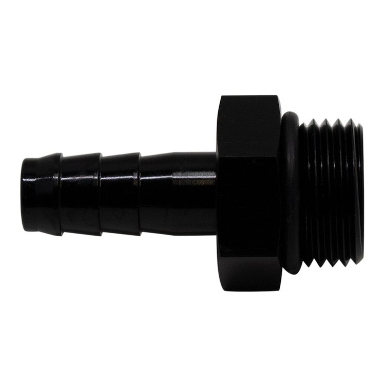 6020507B 8AN ORB Male to 3/8 Inch Male Triple Barb Fitting (Incl O-Ring) Anodized Matte Black