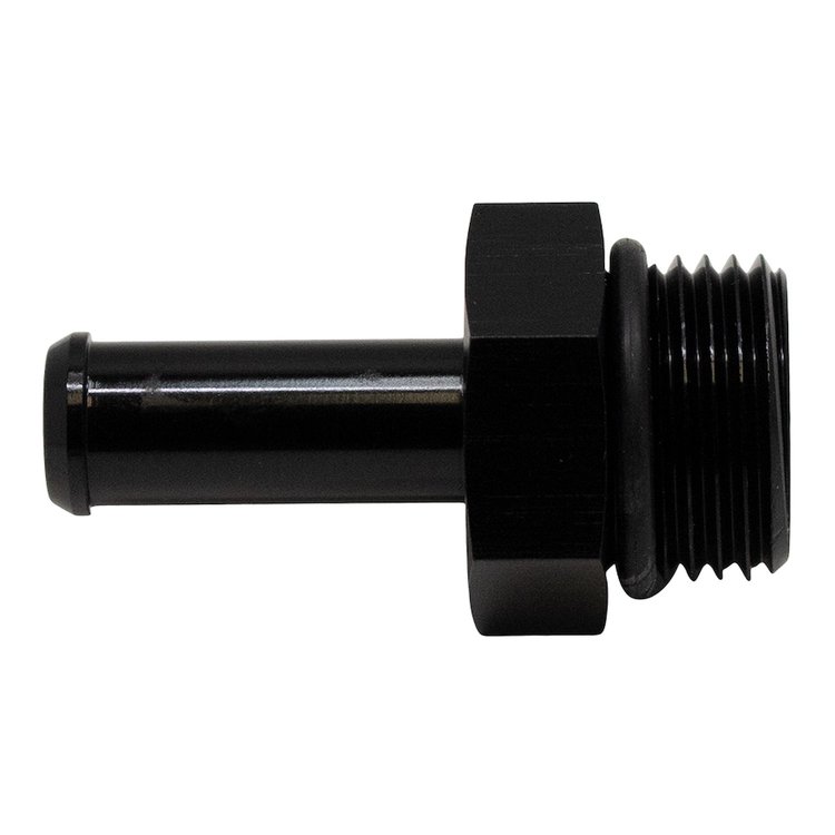 6020509B 8AN ORB Male to 3/8 Inch Male Barb Fitting (Incl O-Ring) Anodized Matte Black