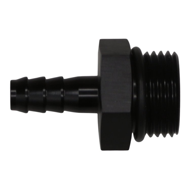 6020516B 10AN ORB Male to 5/16 Inch Male Triple Barb Fitting (Incl O-Ring) Anodized Matte Black