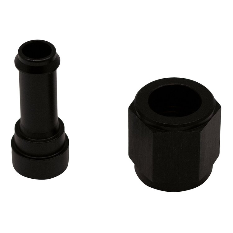 6020520B 6AN Female Flare Swivel to 5/16 Inch Single Hose Barb Anodized Matte Black