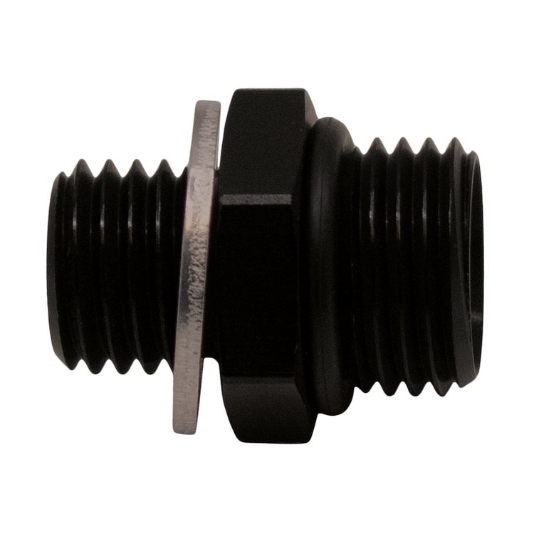 6020602B 6AN ORB Male to M12 X 1.5 Metric Male (Incl O-Ring and Crush Washer) Anodized Matte Black
