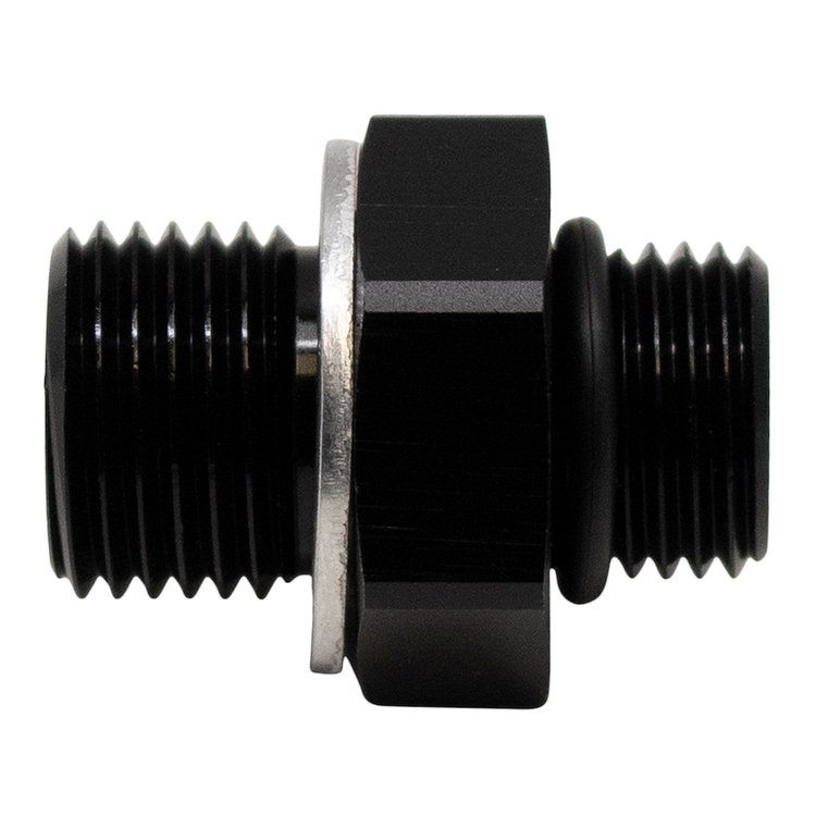 6020604B 6AN ORB Male to M16 X 1.5 Metric Male (Incl O-Ring and Crush Washer) Anodized Matte Black